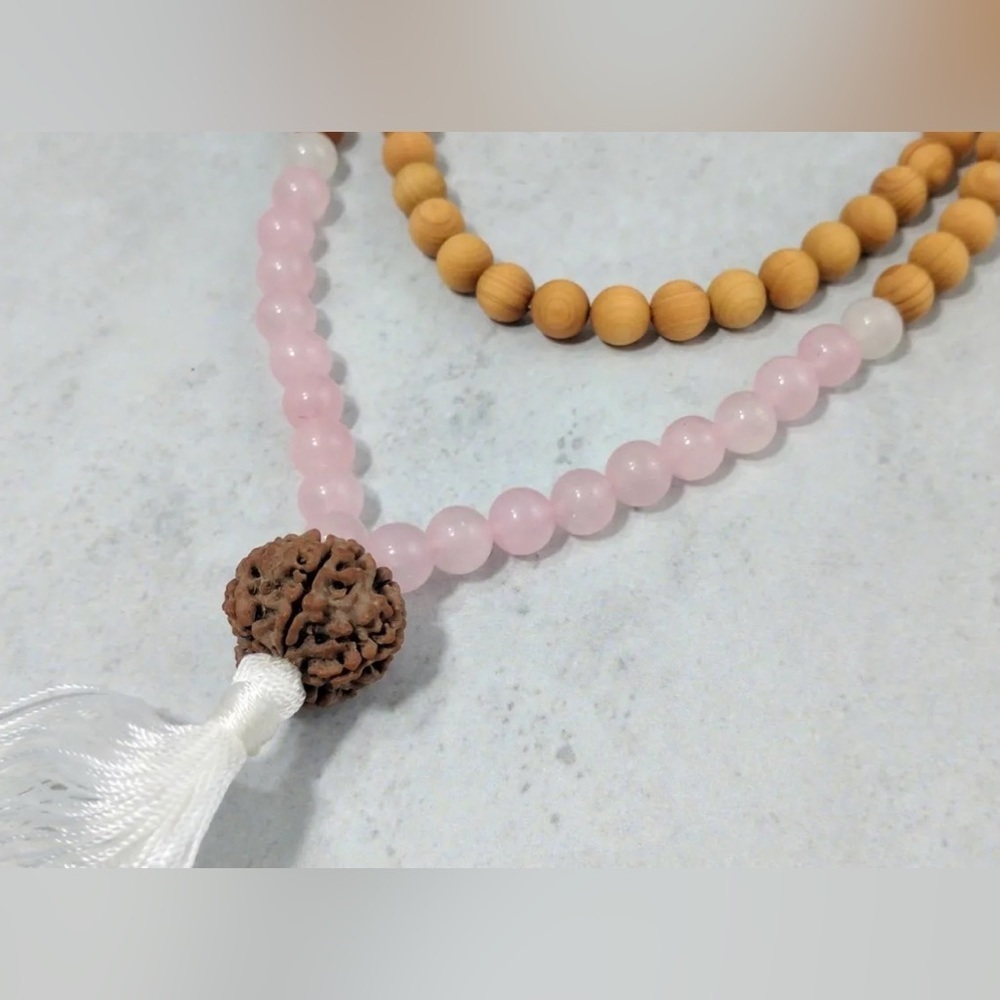 Rose Quartz & Jade Mala - Picture 3 of 4